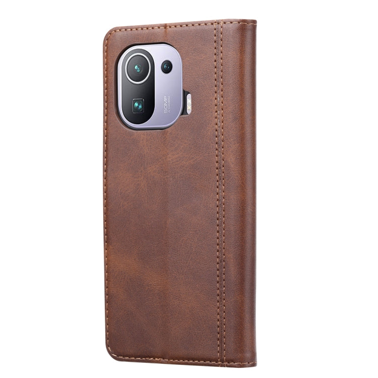 For Xiaomi Mi 11 Pro Calf Texture Double Fold Clasp Horizontal Flip Leather Case with Photo Frame & Holder & Card Slots & Wallet