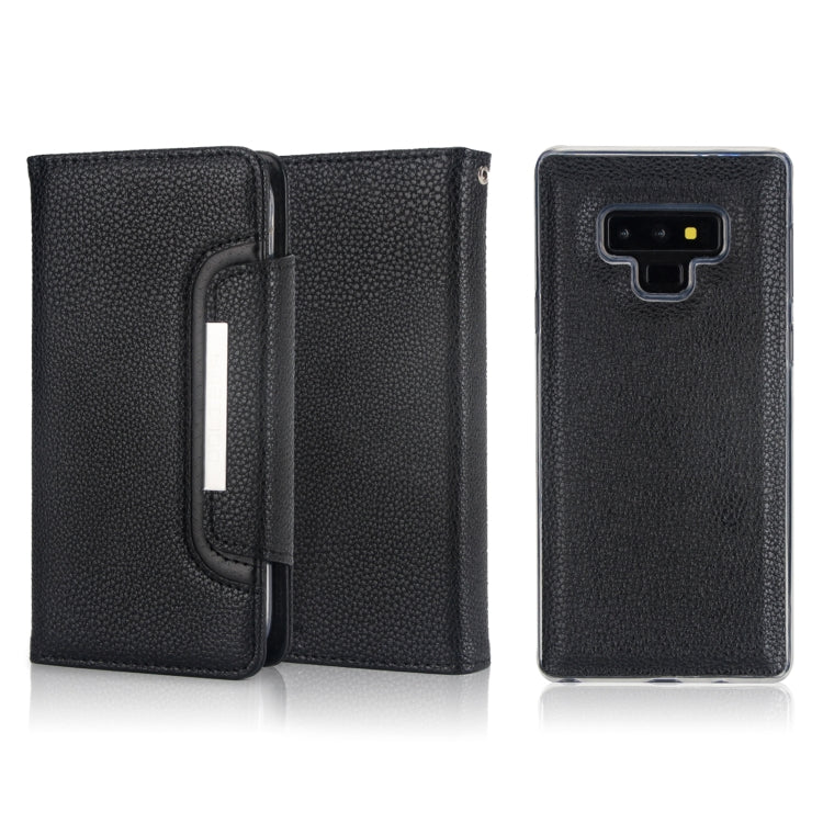 For Samsung Galaxy Note9 Litchi Texture Horizontal Flip Buckle Detachable Magnetic PU Leather Case with Card Slots & Wallet & Photo Frame