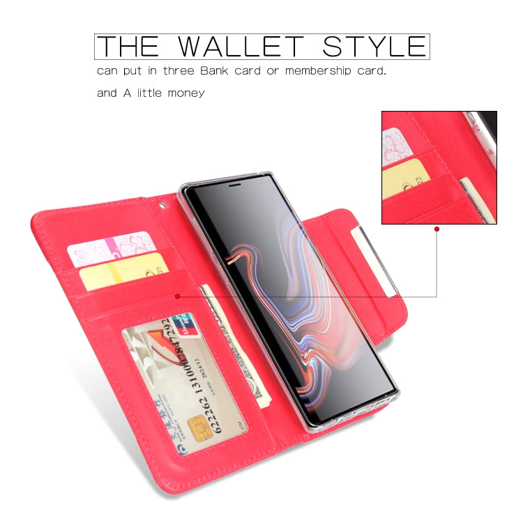 For Samsung Galaxy Note9 Litchi Texture Horizontal Flip Buckle Detachable Magnetic PU Leather Case with Card Slots & Wallet & Photo Frame