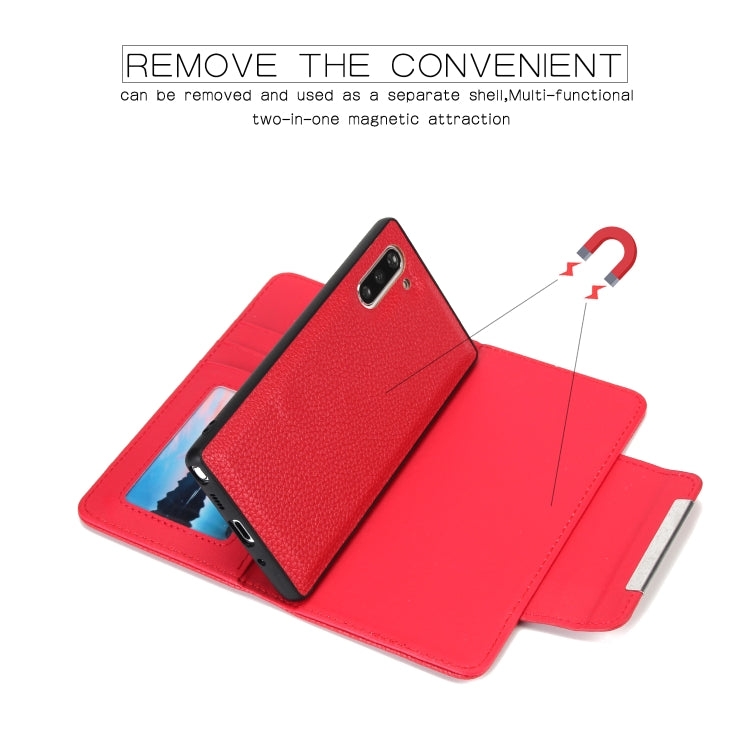 For Samsung Galaxy Note10 / Note10 5G Litchi Texture Horizontal Flip Buckle Detachable Magnetic PU Leather Case with Card Slots & Wallet & Photo Frame