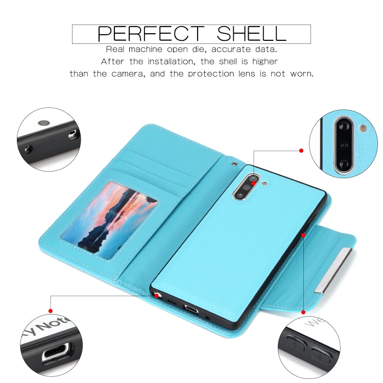 For Samsung Galaxy Note10 / Note10 5G Litchi Texture Horizontal Flip Buckle Detachable Magnetic PU Leather Case with Card Slots & Wallet & Photo Frame