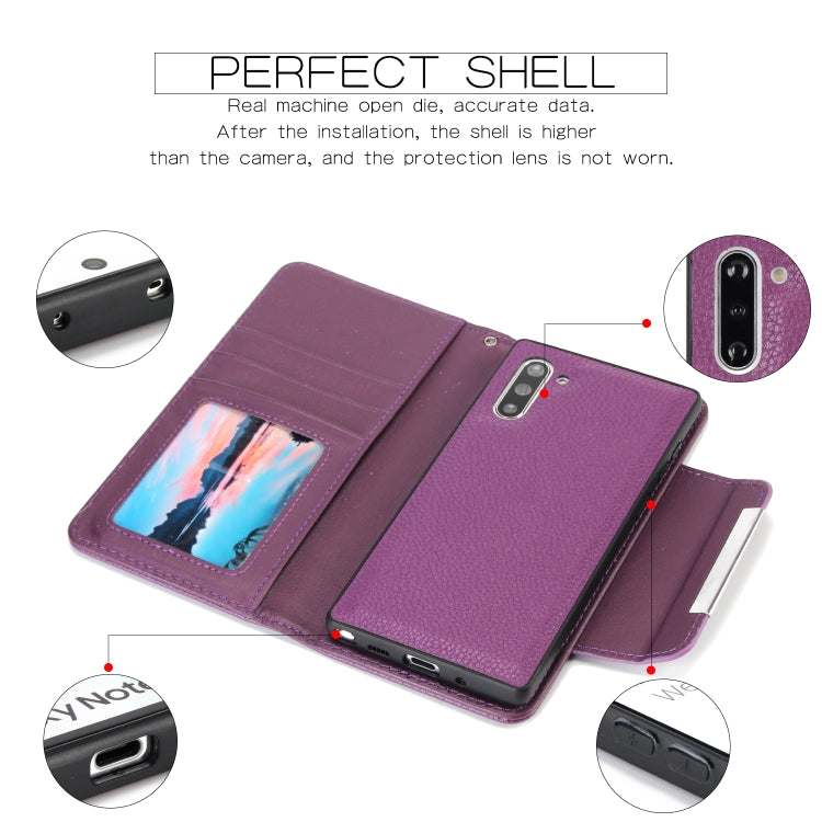 For Samsung Galaxy Note10 / Note10 5G Litchi Texture Horizontal Flip Buckle Detachable Magnetic PU Leather Case with Card Slots & Wallet & Photo Frame