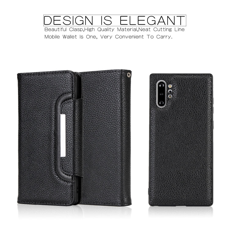 For Samsung Galaxy Note10+/Note10+ 5G Litchi Texture Horizontal Flip Buckle Detachable Magnetic PU Leather Case with Card Slots & Wallet & Photo Frame