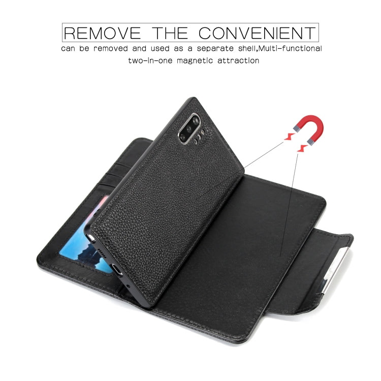 For Samsung Galaxy Note10+/Note10+ 5G Litchi Texture Horizontal Flip Buckle Detachable Magnetic PU Leather Case with Card Slots & Wallet & Photo Frame