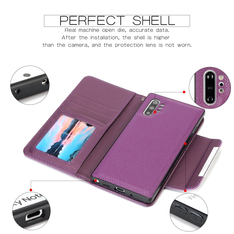 For Samsung Galaxy Note10+/Note10+ 5G Litchi Texture Horizontal Flip Buckle Detachable Magnetic PU Leather Case with Card Slots & Wallet & Photo Frame
