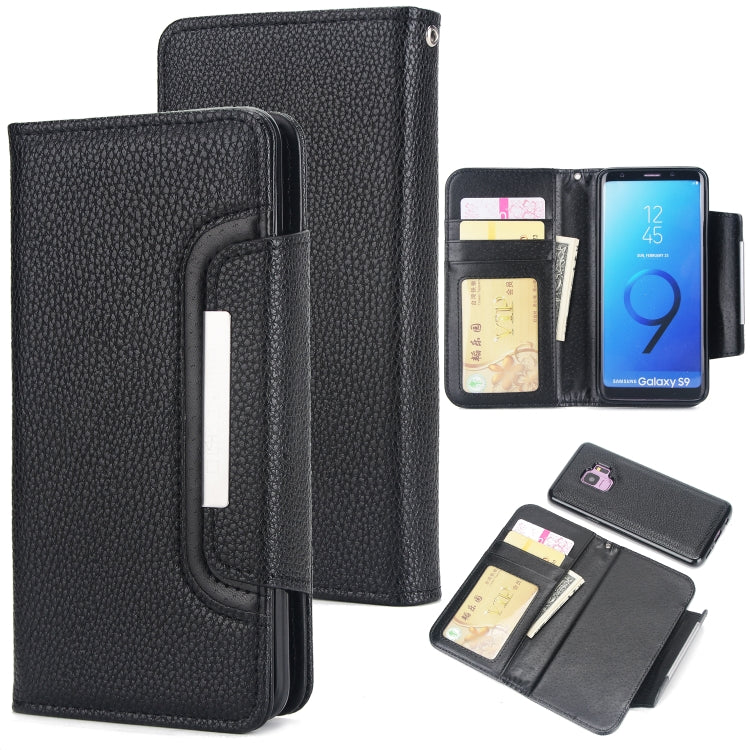 For Samsung Galaxy S9 Litchi Texture Horizontal Flip Buckle Detachable Magnetic PU Leather Case with Card Slots & Wallet & Photo Frame