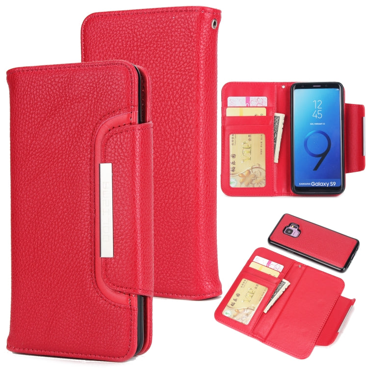 For Samsung Galaxy S9 Litchi Texture Horizontal Flip Buckle Detachable Magnetic PU Leather Case with Card Slots & Wallet & Photo Frame