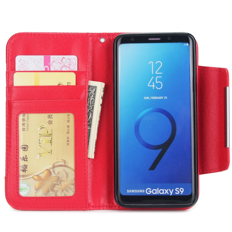 For Samsung Galaxy S9 Litchi Texture Horizontal Flip Buckle Detachable Magnetic PU Leather Case with Card Slots & Wallet & Photo Frame