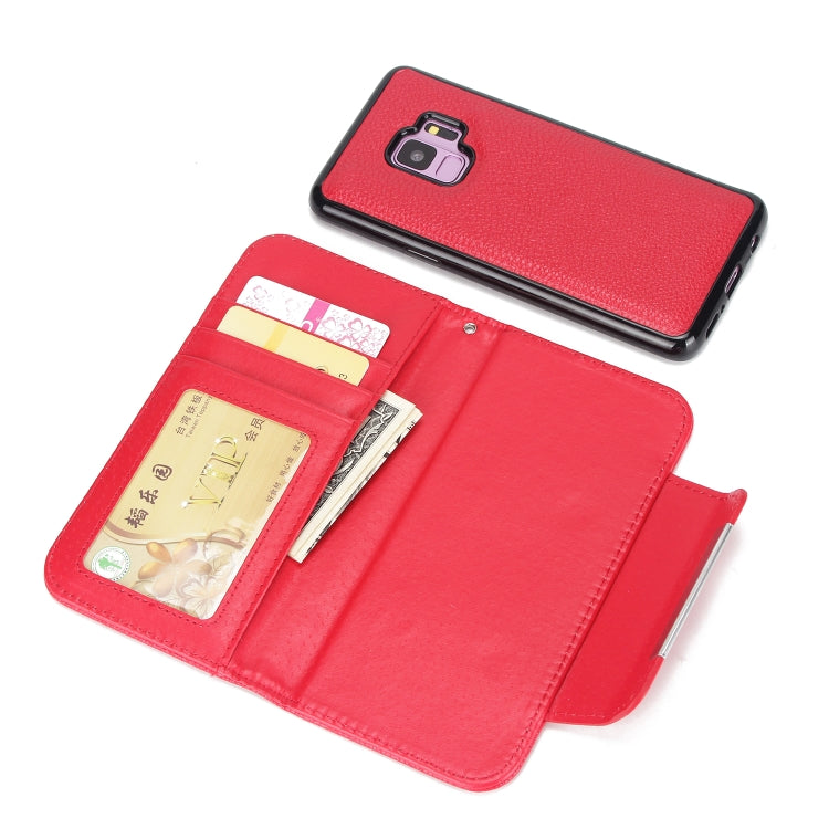 For Samsung Galaxy S9 Litchi Texture Horizontal Flip Buckle Detachable Magnetic PU Leather Case with Card Slots & Wallet & Photo Frame