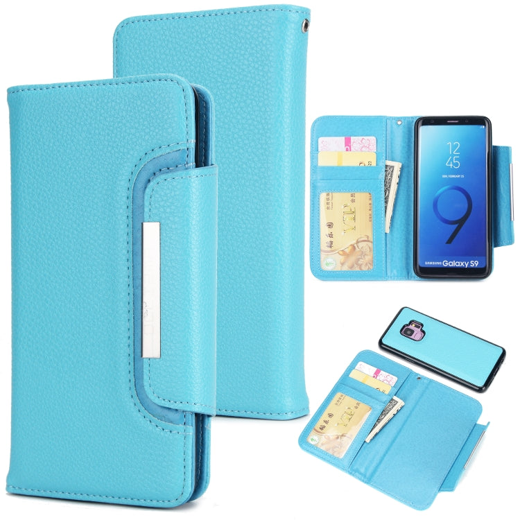 For Samsung Galaxy S9 Litchi Texture Horizontal Flip Buckle Detachable Magnetic PU Leather Case with Card Slots & Wallet & Photo Frame