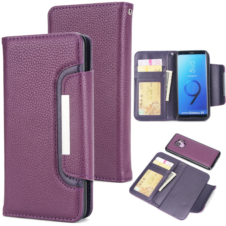 For Samsung Galaxy S9 Litchi Texture Horizontal Flip Buckle Detachable Magnetic PU Leather Case with Card Slots & Wallet & Photo Frame