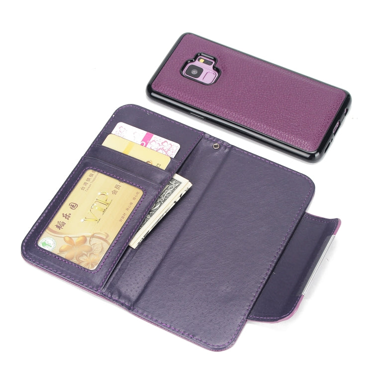 For Samsung Galaxy S9 Litchi Texture Horizontal Flip Buckle Detachable Magnetic PU Leather Case with Card Slots & Wallet & Photo Frame