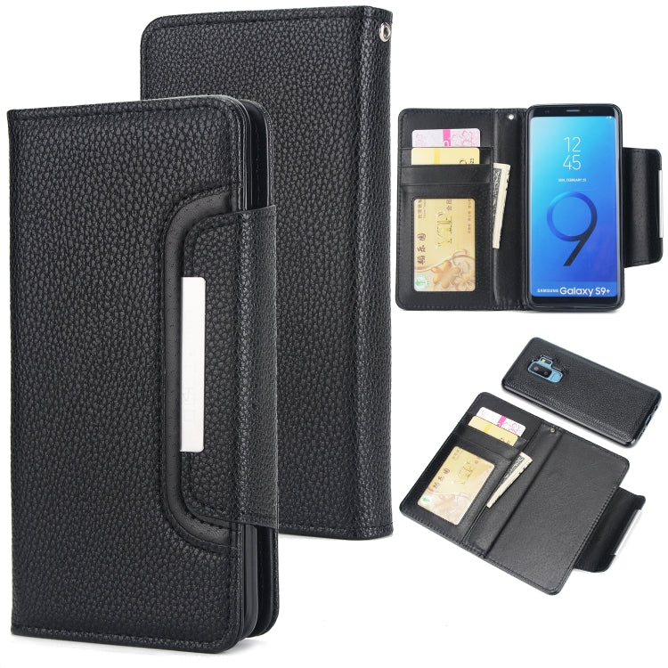 For Samsung Galaxy S9+ Litchi Texture Horizontal Flip Buckle Detachable Magnetic PU Leather Case with Card Slots & Wallet & Photo Frame