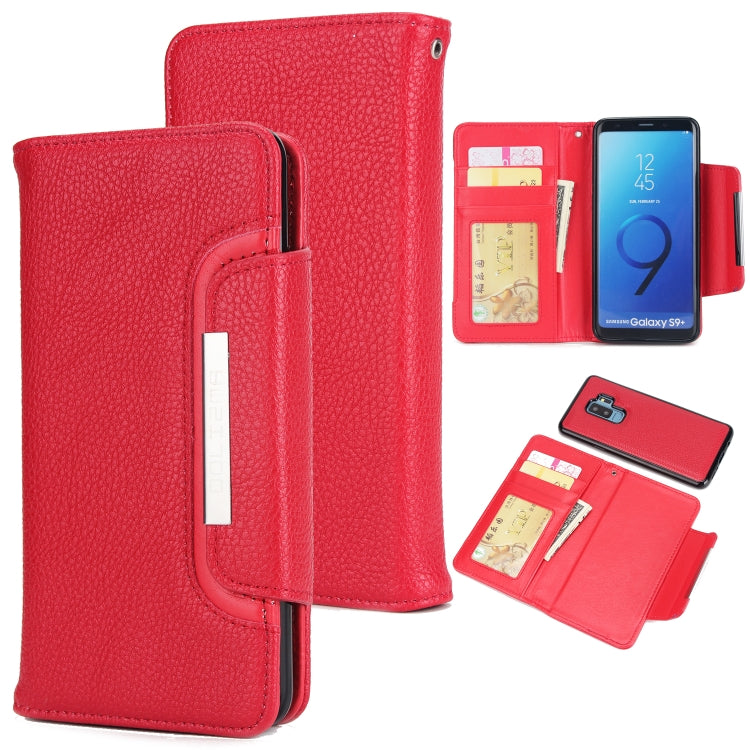 For Samsung Galaxy S9+ Litchi Texture Horizontal Flip Buckle Detachable Magnetic PU Leather Case with Card Slots & Wallet & Photo Frame