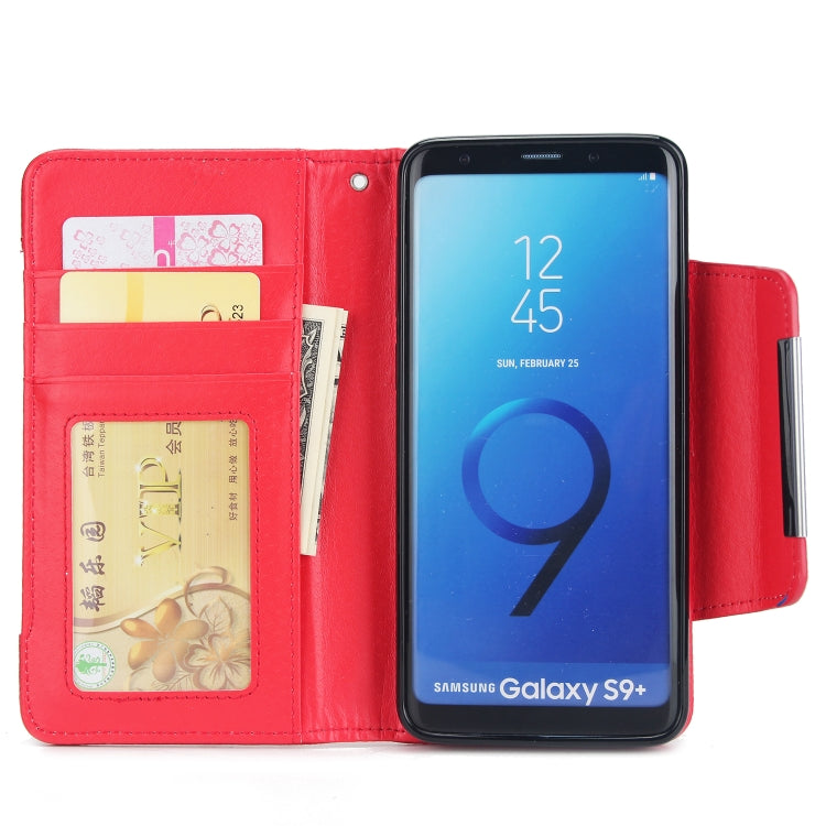 For Samsung Galaxy S9+ Litchi Texture Horizontal Flip Buckle Detachable Magnetic PU Leather Case with Card Slots & Wallet & Photo Frame