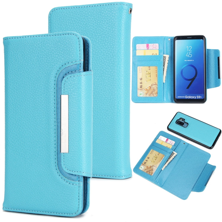 For Samsung Galaxy S9+ Litchi Texture Horizontal Flip Buckle Detachable Magnetic PU Leather Case with Card Slots & Wallet & Photo Frame