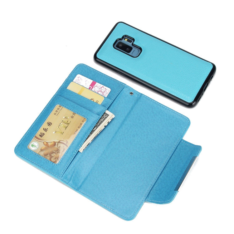 For Samsung Galaxy S9+ Litchi Texture Horizontal Flip Buckle Detachable Magnetic PU Leather Case with Card Slots & Wallet & Photo Frame