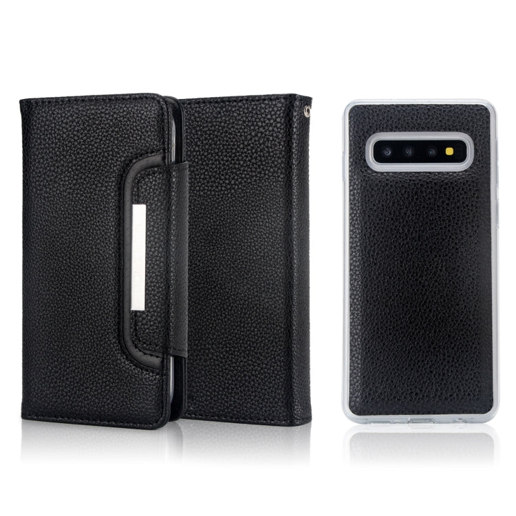 For Samsung Galaxy S10 Litchi Texture Horizontal Flip Buckle Detachable Magnetic PU Leather Case with Card Slots & Wallet & Photo Frame
