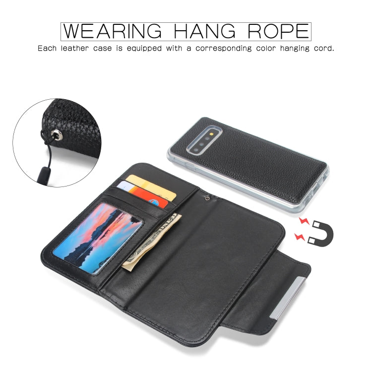 For Samsung Galaxy S10 Litchi Texture Horizontal Flip Buckle Detachable Magnetic PU Leather Case with Card Slots & Wallet & Photo Frame
