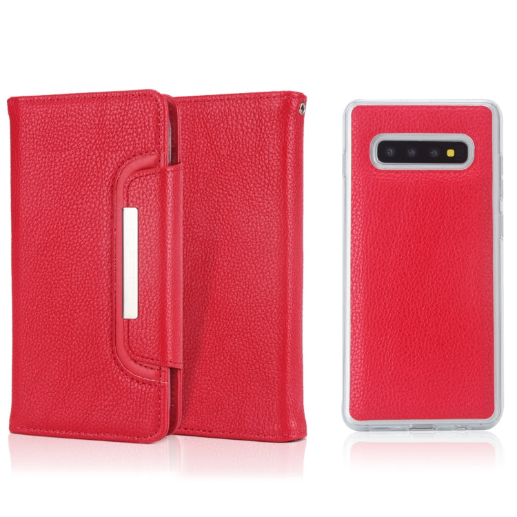 For Samsung Galaxy S10 Litchi Texture Horizontal Flip Buckle Detachable Magnetic PU Leather Case with Card Slots & Wallet & Photo Frame