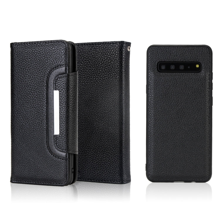 For Samsung Galaxy S10 5G Litchi Texture Horizontal Flip Buckle Detachable Magnetic PU Leather Case with Card Slots & Wallet & Photo Frame