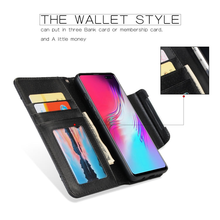 For Samsung Galaxy S10 5G Litchi Texture Horizontal Flip Buckle Detachable Magnetic PU Leather Case with Card Slots & Wallet & Photo Frame