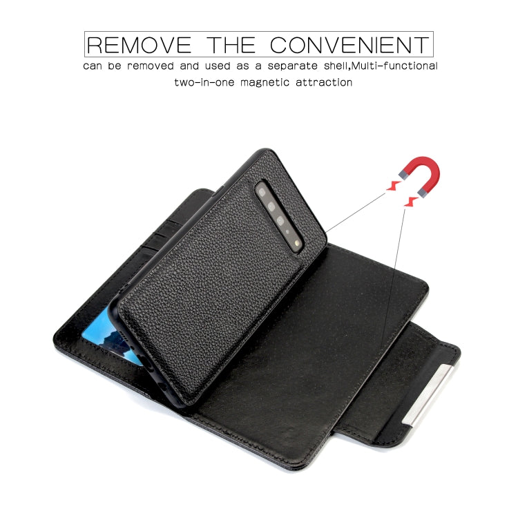 For Samsung Galaxy S10 5G Litchi Texture Horizontal Flip Buckle Detachable Magnetic PU Leather Case with Card Slots & Wallet & Photo Frame