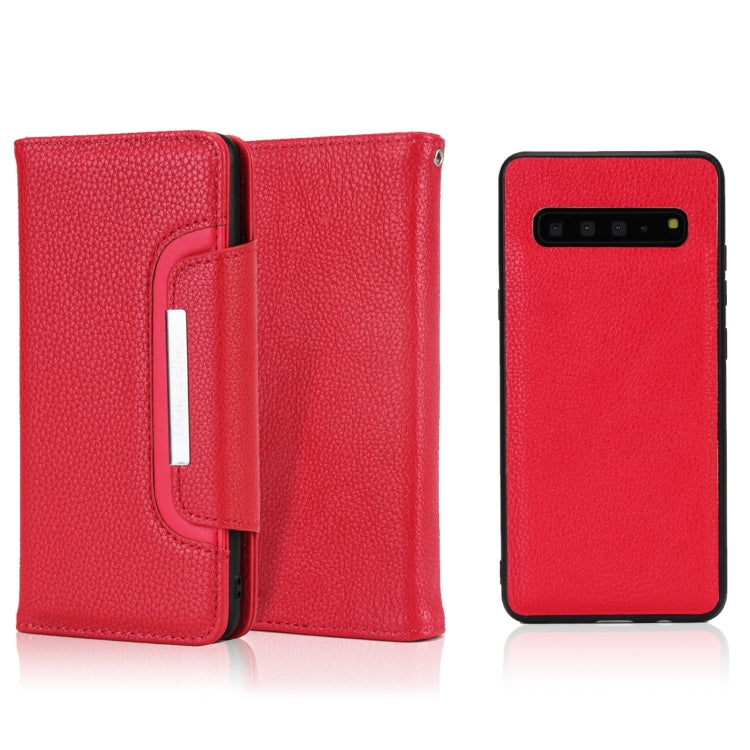 For Samsung Galaxy S10 5G Litchi Texture Horizontal Flip Buckle Detachable Magnetic PU Leather Case with Card Slots & Wallet & Photo Frame