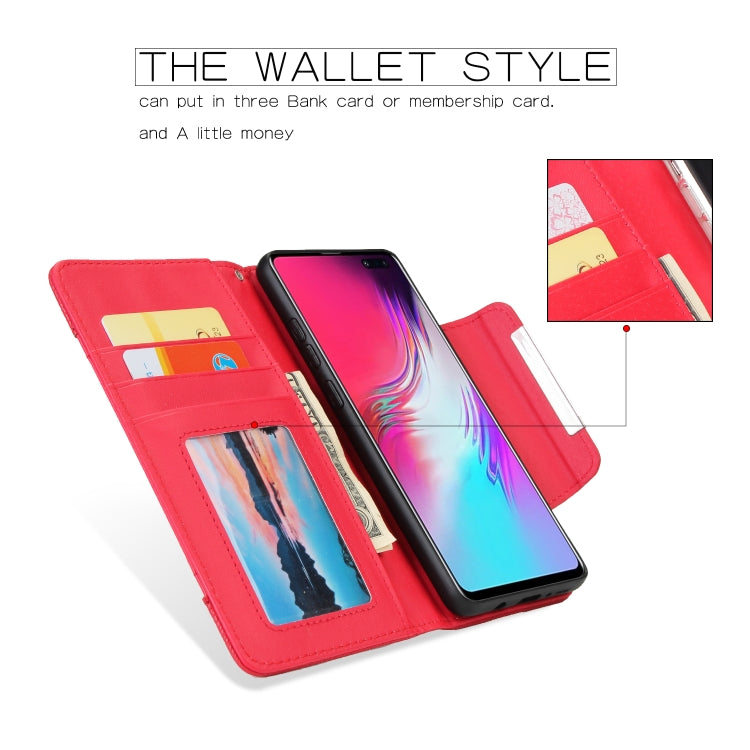 For Samsung Galaxy S10 5G Litchi Texture Horizontal Flip Buckle Detachable Magnetic PU Leather Case with Card Slots & Wallet & Photo Frame