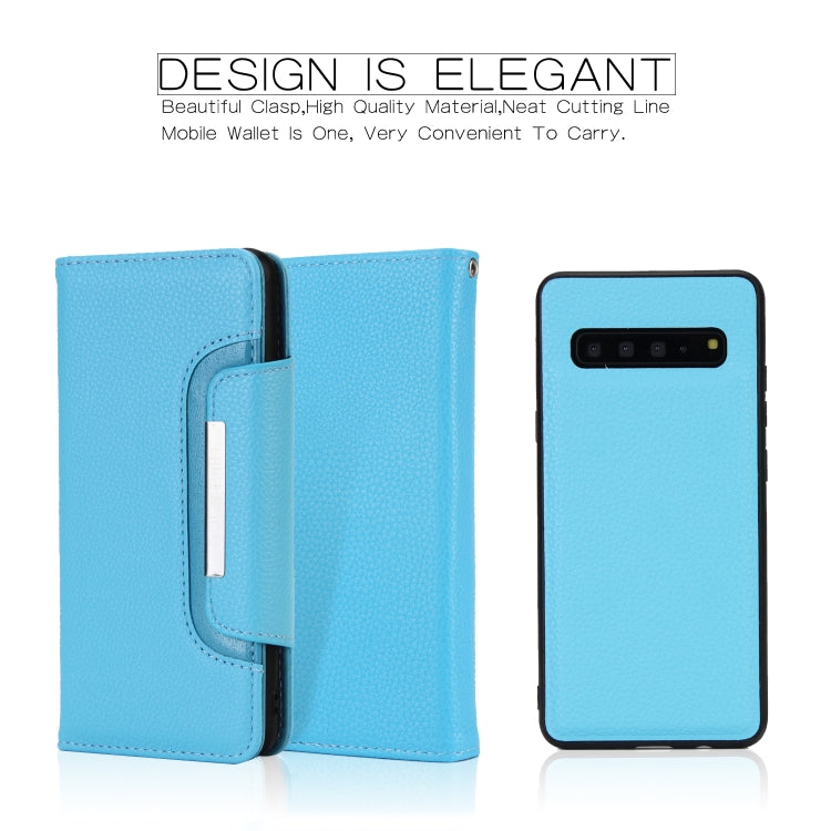 For Samsung Galaxy S10 5G Litchi Texture Horizontal Flip Buckle Detachable Magnetic PU Leather Case with Card Slots & Wallet & Photo Frame