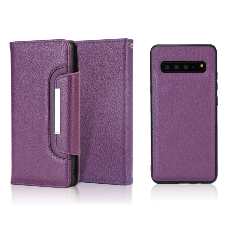 For Samsung Galaxy S10 5G Litchi Texture Horizontal Flip Buckle Detachable Magnetic PU Leather Case with Card Slots & Wallet & Photo Frame