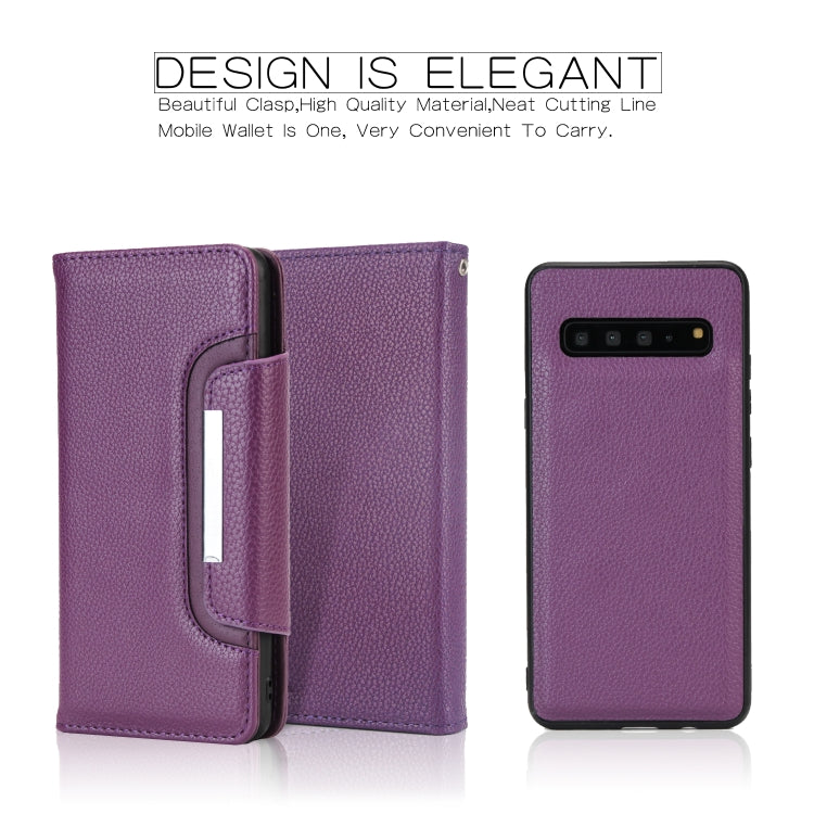 For Samsung Galaxy S10 5G Litchi Texture Horizontal Flip Buckle Detachable Magnetic PU Leather Case with Card Slots & Wallet & Photo Frame