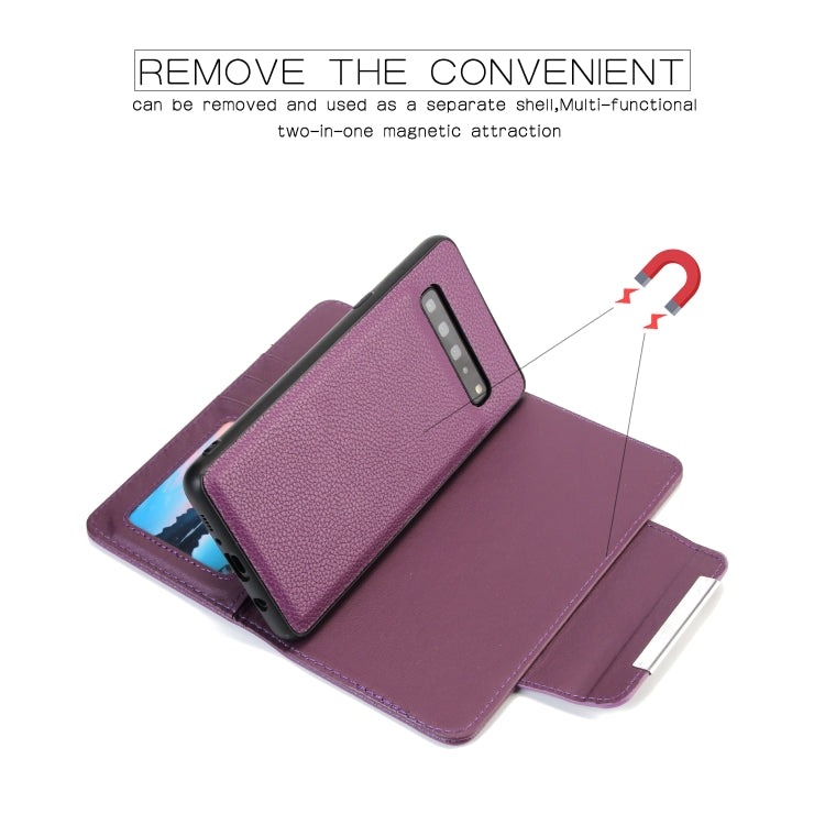 For Samsung Galaxy S10 5G Litchi Texture Horizontal Flip Buckle Detachable Magnetic PU Leather Case with Card Slots & Wallet & Photo Frame