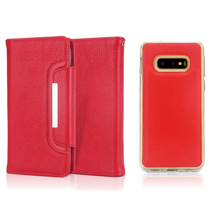 For Samsung Galaxy S10e Litchi Texture Horizontal Flip Buckle Detachable Magnetic PU Leather Case with Card Slots & Wallet & Photo Frame