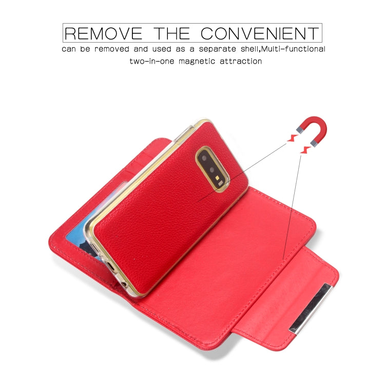 For Samsung Galaxy S10e Litchi Texture Horizontal Flip Buckle Detachable Magnetic PU Leather Case with Card Slots & Wallet & Photo Frame