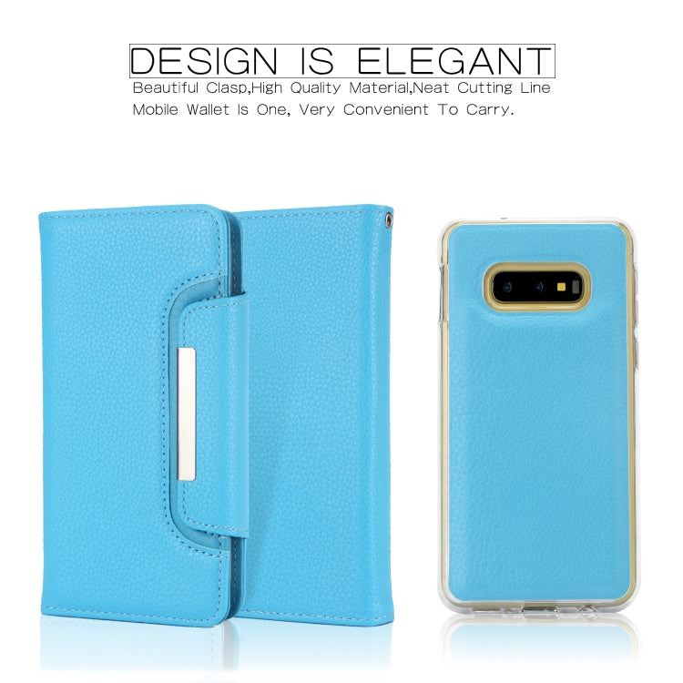 For Samsung Galaxy S10e Litchi Texture Horizontal Flip Buckle Detachable Magnetic PU Leather Case with Card Slots & Wallet & Photo Frame