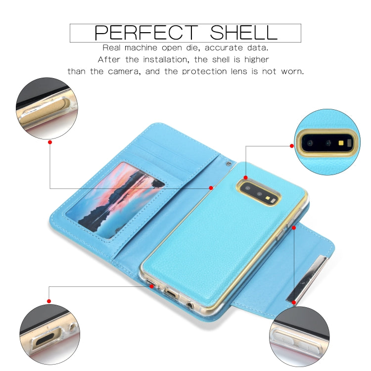 For Samsung Galaxy S10e Litchi Texture Horizontal Flip Buckle Detachable Magnetic PU Leather Case with Card Slots & Wallet & Photo Frame