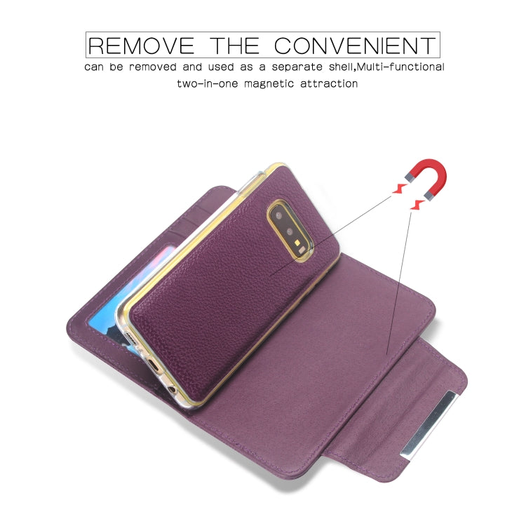 For Samsung Galaxy S10e Litchi Texture Horizontal Flip Buckle Detachable Magnetic PU Leather Case with Card Slots & Wallet & Photo Frame