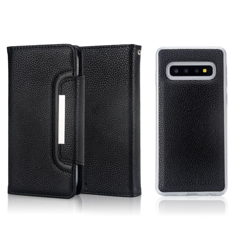 For Samsung Galaxy S10+ Litchi Texture Horizontal Flip Buckle Detachable Magnetic PU Leather Case with Card Slots & Wallet & Photo Frame