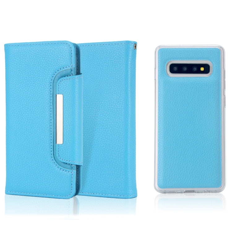 For Samsung Galaxy S10+ Litchi Texture Horizontal Flip Buckle Detachable Magnetic PU Leather Case with Card Slots & Wallet & Photo Frame