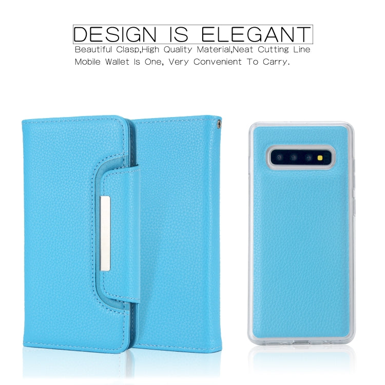 For Samsung Galaxy S10+ Litchi Texture Horizontal Flip Buckle Detachable Magnetic PU Leather Case with Card Slots & Wallet & Photo Frame