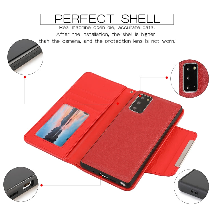 For Samsung Galaxy Note20 Litchi Texture Horizontal Flip Buckle Detachable Magnetic PU Leather Case with Card Slots & Wallet & Photo Frame