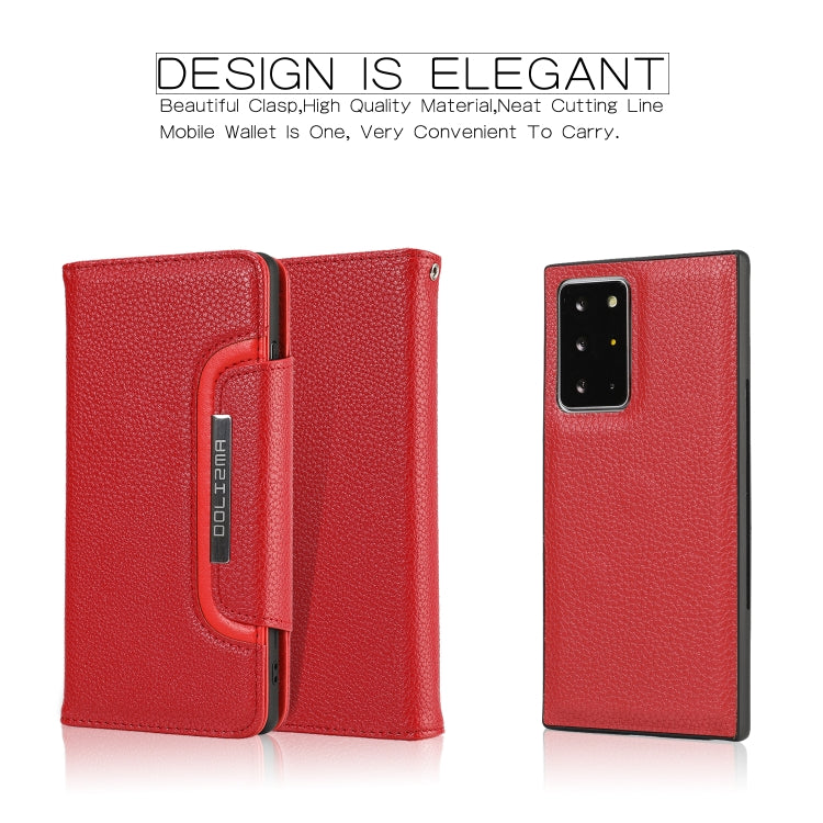 For Samsung Galaxy Note20 Ultra Litchi Texture Horizontal Flip Buckle Detachable Magnetic PU Leather Case with Card Slots & Wallet & Photo Frame