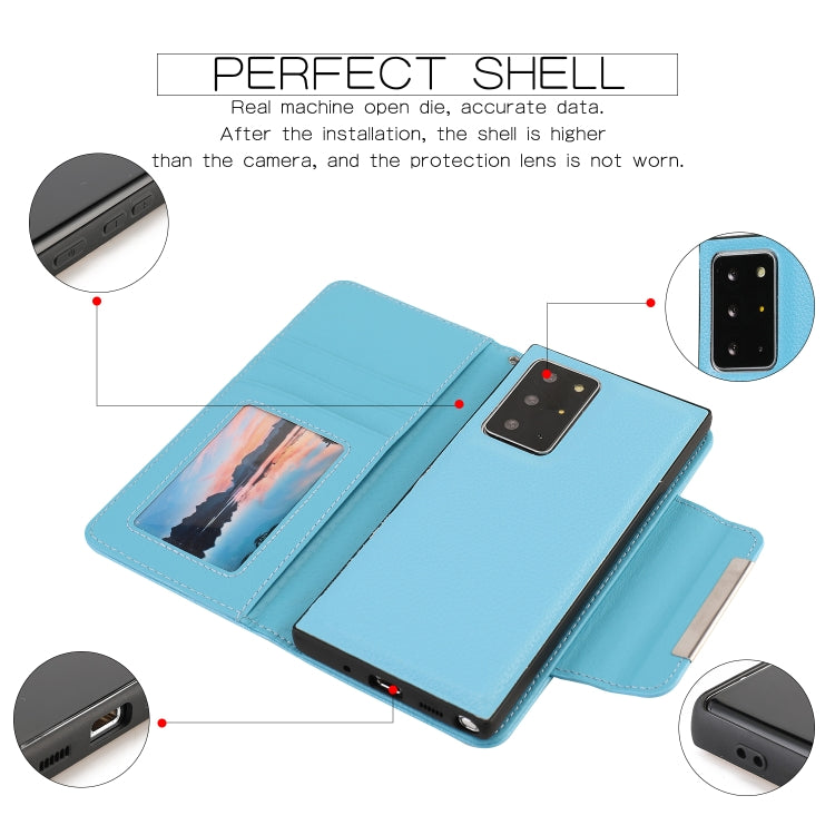 For Samsung Galaxy Note20 Ultra Litchi Texture Horizontal Flip Buckle Detachable Magnetic PU Leather Case with Card Slots & Wallet & Photo Frame