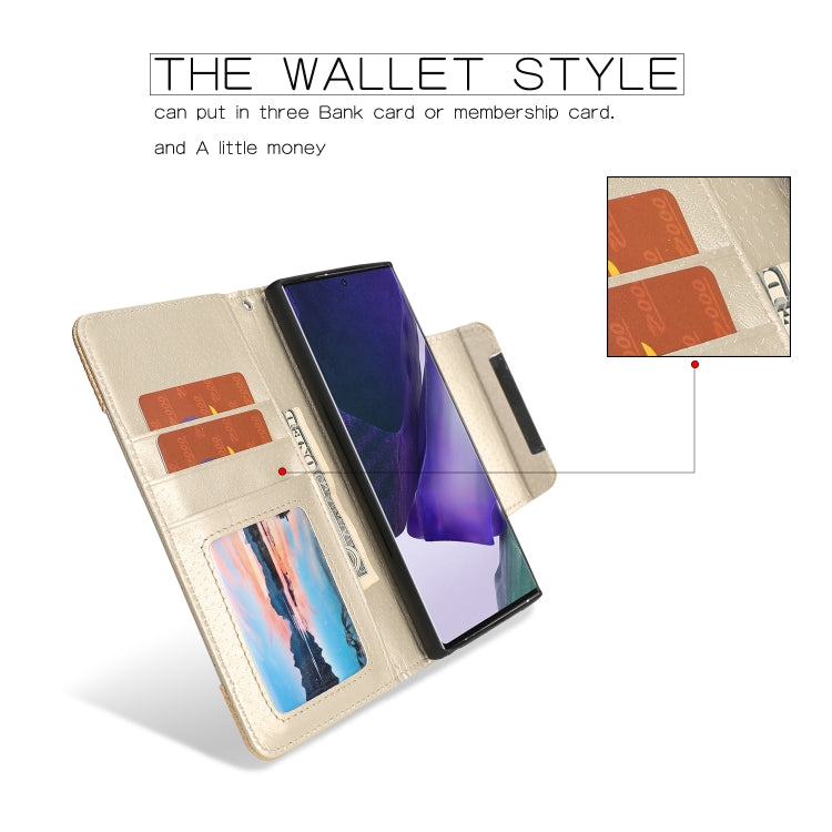 For Samsung Galaxy Note20 Ultra Litchi Texture Horizontal Flip Buckle Detachable Magnetic PU Leather Case with Card Slots & Wallet & Photo Frame