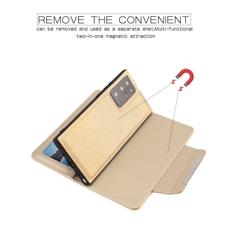 For Samsung Galaxy Note20 Ultra Litchi Texture Horizontal Flip Buckle Detachable Magnetic PU Leather Case with Card Slots & Wallet & Photo Frame
