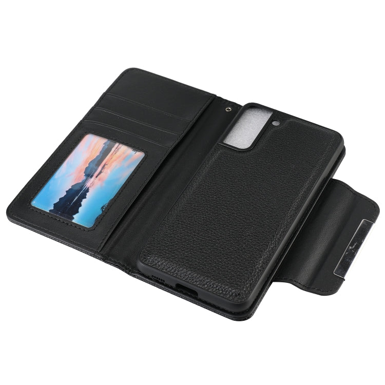 For Samsung Galaxy S21 5G Litchi Texture Horizontal Flip Buckle Detachable Magnetic PU Leather Case with Card Slots & Wallet & Photo Frame