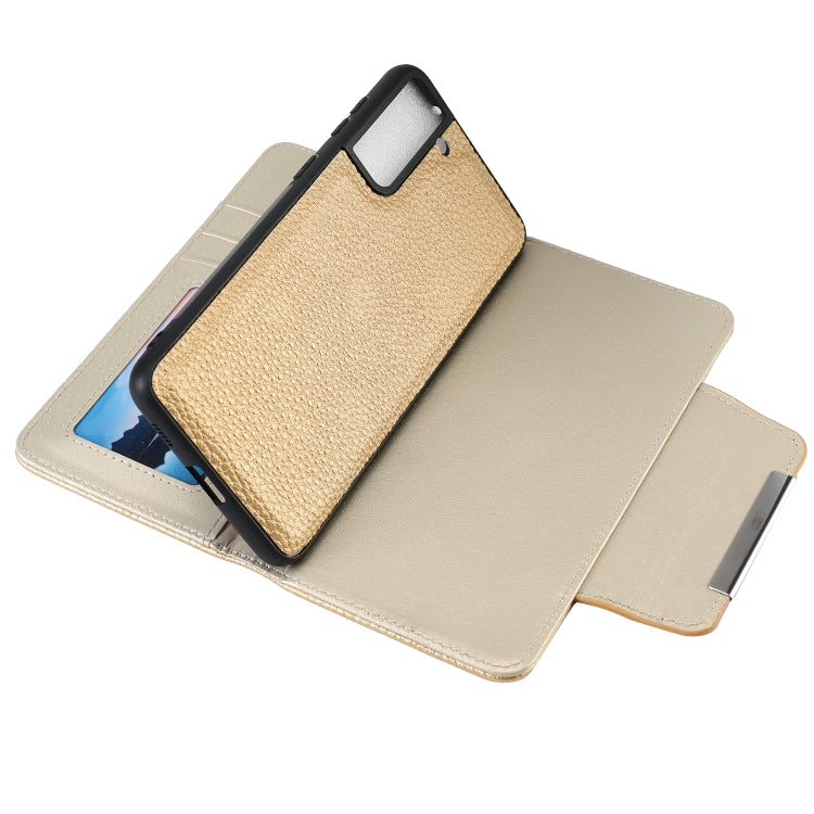 For Samsung Galaxy S21 5G Litchi Texture Horizontal Flip Buckle Detachable Magnetic PU Leather Case with Card Slots & Wallet & Photo Frame