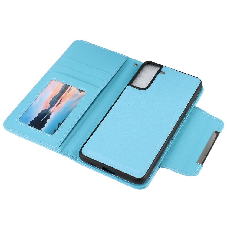 For Samsung Galaxy S21+ 5G Litchi Texture Horizontal Flip Buckle Detachable Magnetic PU Leather Case with Card Slots & Wallet & Photo Frame