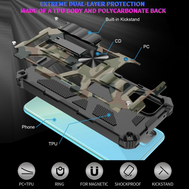 For Samsung Galaxy A82 5G Camouflage Armor Shockproof TPU + PC Magnetic Protective Case with Holder